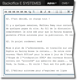 Un backOffice pour publier sur le web