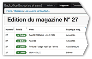 Une vue du Back-Office du site-magazine