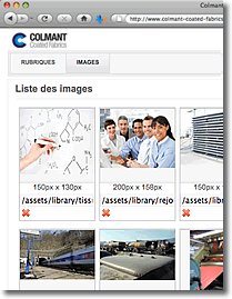 une vue du Back-Office : gestion des images et visuels