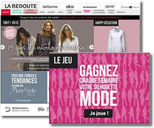 Annonce du Jeu sur le site Suisse de la Redoute