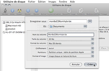 gravure de CD Rom avec Mac OS X